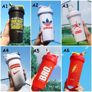 Protein Shaker Bottle with Stainless Steel Ball, Drinking water outdoor outdoor portable Korean cup (READY STOCKS)