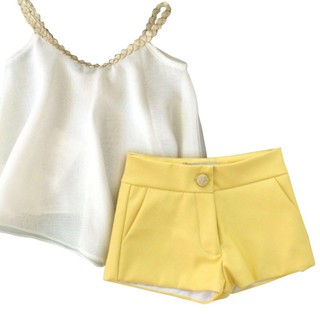 Summer Fashion Baby Girls Sleeveless Sling Chiffon Vest+Shorts Kids Clothing Set