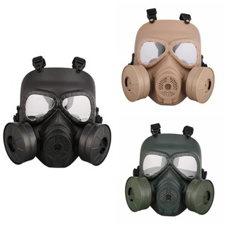 Outdoor Sports Full-covered Gas Mask Helmet Men Women PC Lens Adjustable Shock Resistance Sportswear For CS With Double Fans
