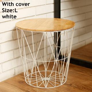 Dongxi White Black Metal Wire Basket Wooden Top Side Table Storage Loft Living Home Furniture