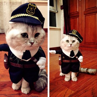 Pet Funny Cat Clothes Dress Police uniform Puppy Costume