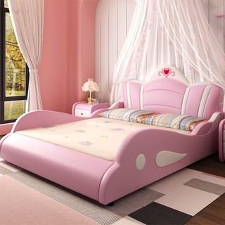 Children's bed girl princess bed European style pink 1.2/1.5m crib cartoon bed princess room single bed