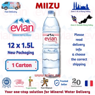 Evian Natural Mineral Water 12x1.5L (New Packaging)
