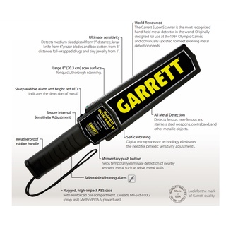 Hand-Held Metal Detector Super Garrett Super Scanner Hand-Held Metal Detector Original imported FREE (9V Battery)