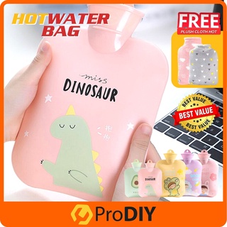 Hot Water Bag With Plush Cloth Thermal Bag 900ML 1300ML Bottle Warm Period Relaxing Heat Cold Therapy Cute Design