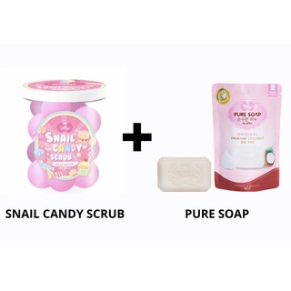 Combo Set!! Jelly's Pure Soap Whitening 100G + Snail Candy Scrub 300g (1)