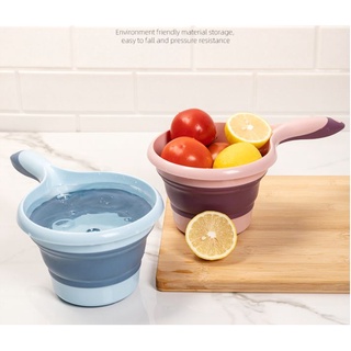 Japanese Foldable Silicone Water Scoop Basket Basin 硅胶折叠水勺Silikon Gayung Mandi Lipat bathroom ambil air fold pail bucket