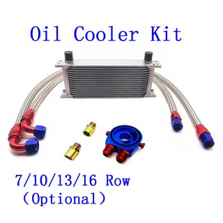 British AN10-10AN Oil Cooler Kit 7 /10 /13 /16 Row Universal Engine Aluminium Silver (1)