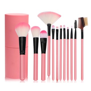 ♕ exo ღ 12 Pcs/set Makeup Brushes Pink Blue Foundation Powder Cosmetic Brush Tool with Case 8 Colors