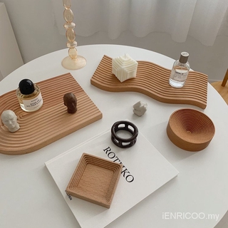 Nordic water ripple wooden breadboard tray household beech aromatherapy storage afternoon tea tray dinner plate cutting