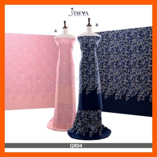 KAIN PASANG 4 Meter (Q804) Kain Ela Silk Floral Printed Corak Dusty Pink Navy Blue