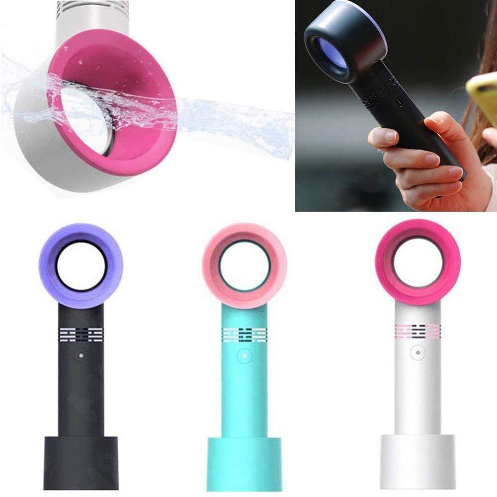 Portable Mini Fan 360 Degrees Bladeless Hand Held Cooler USB Cable No Leaf Handy
