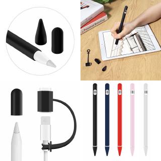 4Pc Anti Lost Set For Apple Pencil 1 Portable Silicone Case With Cap Holder Pencil Adapter Nib Cover