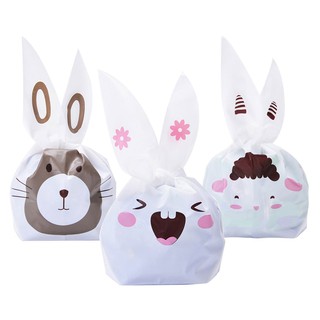 S size 50pcs (No.17 - No.33) 13.5x22cm Cute Rabbit Ear Cookie Bags Self-adhesive