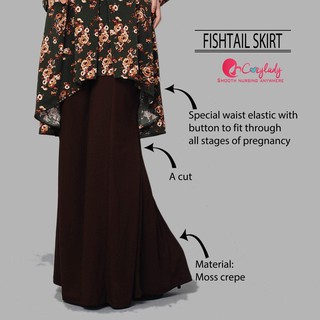 Maternity Friendly Skirt by Cozy Lady - available in Black, Brown and Navy - Skirt Mengandung Ironless