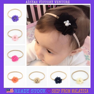 AVV Baby Headband Girl Headband Baby SoftNylon Headwear Baby Hair Accessories Newborn Headband Bayi Plain Flower Beads 1