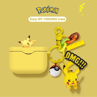 Silicone Pokémon Cartoon Case for Sony WF-1000xm3 with Cute Cartoon Doll Accessories Keychain for WF-1000xm3 Case