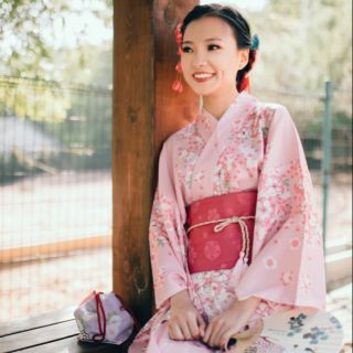 [Ready Stock] Japanese yukata/kimono for female summer wear 樱之美日本樱花日式和服