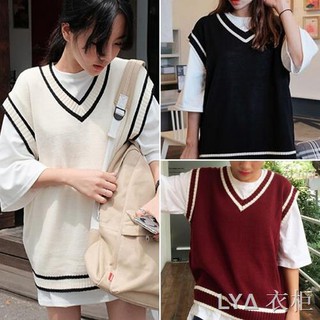 ▤☊☼2020 Spring and Autumn College Style Sleeveless V-neck Sweater Vest Women s Korean Base Knit Short Student