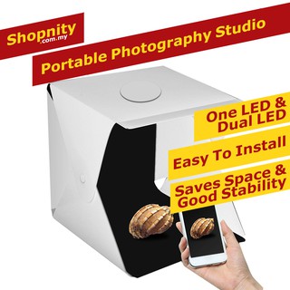 [Latest Model] Portable Photography Folding button fixed studio lightbox Photo Box dual led bar light front & back