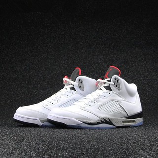 【ready stock】 Air Jordan 5 White Cement AJ5 basketball shoes boots men