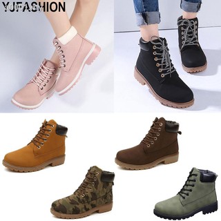 YJFASHION Size 41-46 Women Worker Knight Lace Up Ankle Boots Couple Shoes