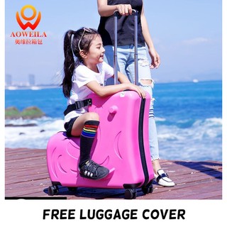 Sit & Ride Kid Luggage Glossy Extra Thick Safety Belt Bagasi Kanak-Kanak 木马旅行箱