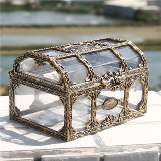 Transparent Pirate Treasure Box Crystal Gem Storage Organizer Trinket Keepsake Treasure Chest