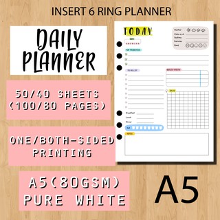 DAILY A5 6 Ring Planner Journal Insert