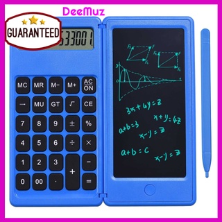 Foldable Calculator & 6 Inch LCD Writing Tablet Digital Drawing Pad 12 Digits Display with Stylus Pen Erase Button for