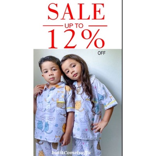 Pyjamas Butang Kanak-Kanak Soft Cotton 100% Premium Kids Pyjamas Ready Stock