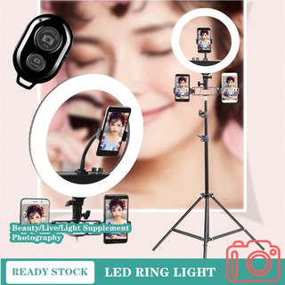 💖 Ready stock💖 10‘’/12'' Dimmable LED Ring Light Makeup Photography Full Set With Light Stand LED fill light (1)