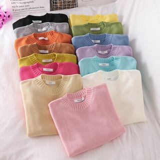 Loose Sweater Korean Sweater Colorful Sweater Shirt Long Sleeve Shirt Baju Sweater Baju Sejuk