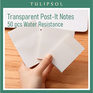 [MIN 3 PCS] Matte Transparent Post-It Note 50 pcs Water Resistance
