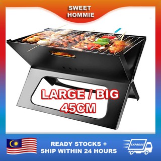 BBQ Large/Big 45cm Outdoor Portable Foldable Charcoal BBQ Grill Camping Picnic Barbecue Travel Briefcase