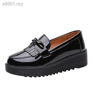 Platform bowknot tassel heel PU leather loafer shoes women kasutkulit casual