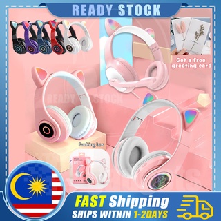 Stock In Malaysia wireless bluetooth headphone cat Headset headphone with mic LED wireless 5.0 bluetooth gaming headset
