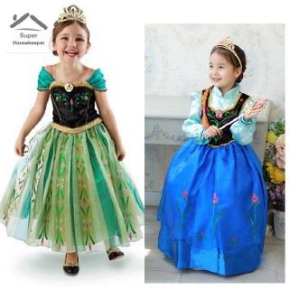Girl Anna Elsa Cosplay Costume Kid's Party Dress Baby Girls Clothes (1)