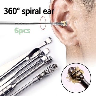 6Pcs/set Earpick, Ear Wax Remover, Ear Hole Cleaning Tool, Stainless Steel Ear Wax Remover, Ear Care Tool