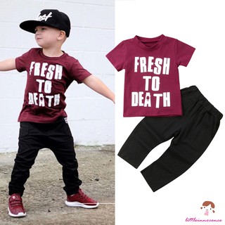 💋XZQ-Cool Toddler Boys Short Sleeve T-Shirt +Trousers Summer Set Clothing