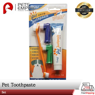 Pet Toothpaste Dog Toothpaste Toothbrush Set Dog Oral Cleaning Supplies Four-piece Cat & Dog