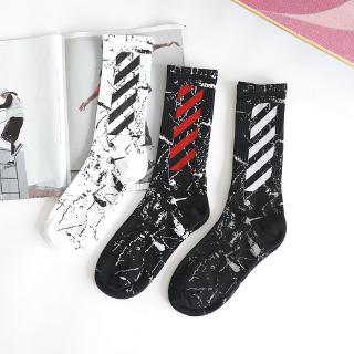 🔥SLS Unisex Long Socks Hipster Fashion Street Hip-Hop Ribbed Crew Socks Cotton Pattern Basketball Sports Sock Stocking