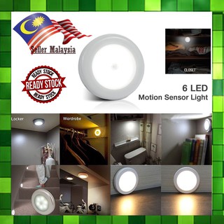 (READY STOCK)!!! Wireless PIR Motion Auto Sensor LED Night Lights Hallway Closet Stair Room Lamps