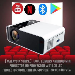 -24HOURS SHIPPING -2021 New Trend 6000 lumens Home theatre Android Mini Projector Home Cinema Support 3D/USB/HD/VGA