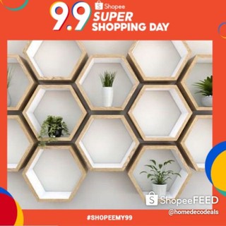 [WITH HOOK] Direct Factory Not Handmade HEXAGON SHELF WALL FRAME DECO nordic style