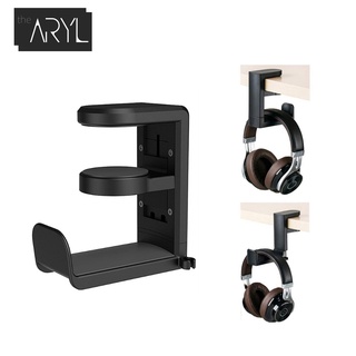 the Aryl™ Headphone Stand, Headset Hanger - Adjustable 360° Rotating Gaming Earphones Holder Hook Mount Clamp Under Desk