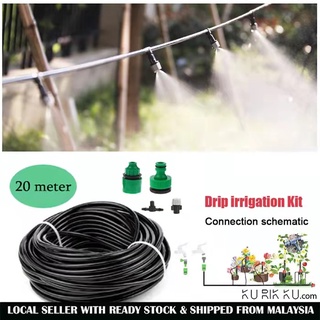 DIY Micro Atomizing Garden Irrigation System Watering Tube Hose Pipe Paip Siram Kebun Bunga Automatic