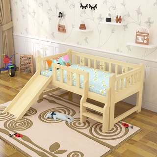 Solid wood children's bed boy single bed stitching big bed with guardrail side bed baby bed stitching bed widening bed (1)