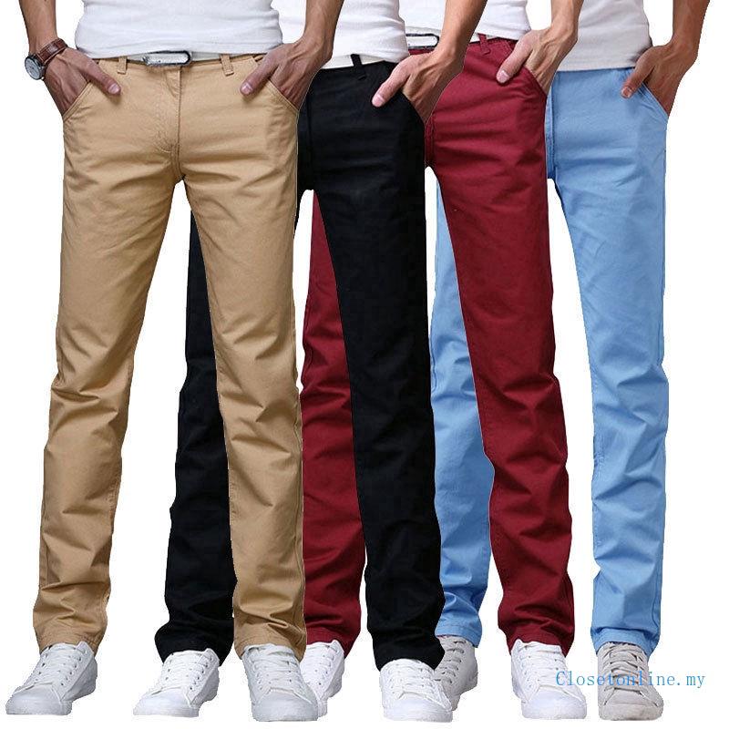 Men Korean Casual Pants Chinos Slim Fit Formal Work Office Slacks (1)