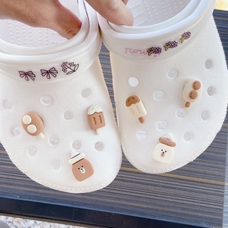 Crocs Jibbitz Charm Button Fashion Shoes Accessories#Coffee ice cream series